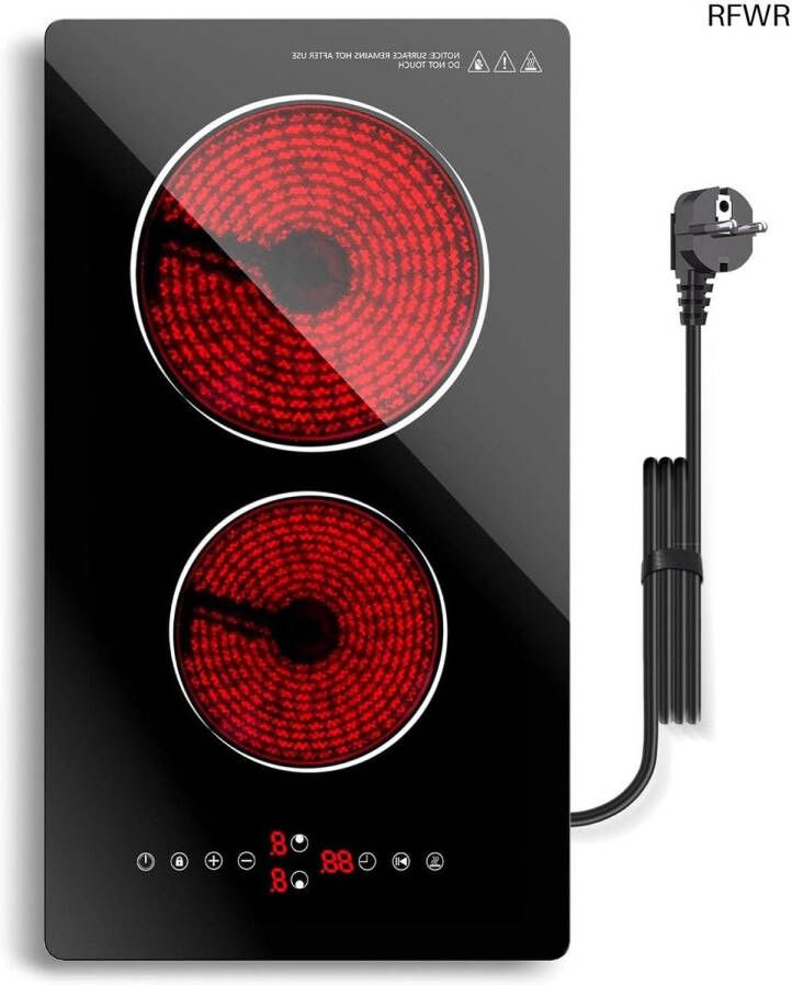 RFWR Elektrische kookplaat 2 pits keramisch 3000W voor efficiënt koken