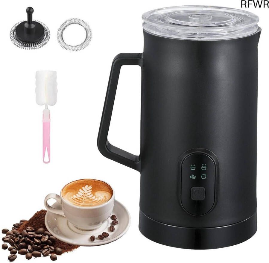 RFWR Elektrische melkopschuimer 4-in-1 voor warm en koud melkschuim 350 ml automatische uitschakeling ideaal voor latte cappuccino en macchiato