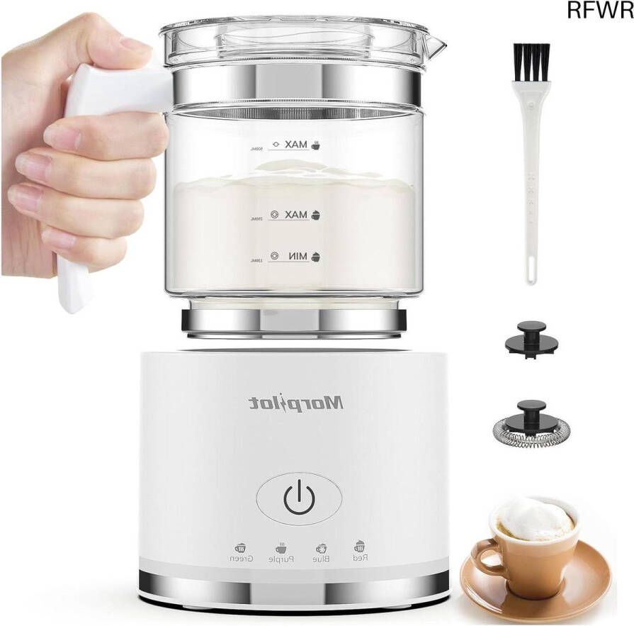 RFWR Elektrische Melkopschuimer 4-in-1 voor Warme en Koude Melkschuim Vaatwasmachinebestendig 500 ml