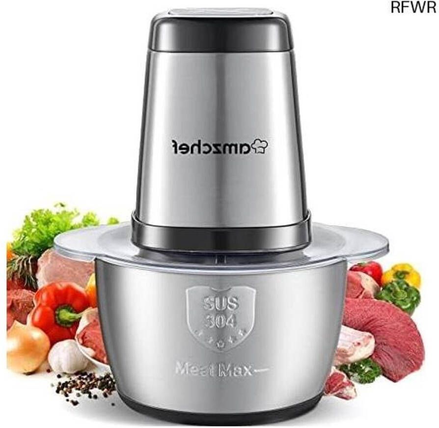 RFWR Elektrische vleesmolen met 2 modi 4 roestvrijstalen messen en 1 8L glazen kom Veilig en multifunctioneel