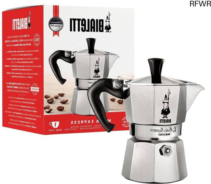 RFWR Espressomachine voor 1 kopje van aluminium Zilver