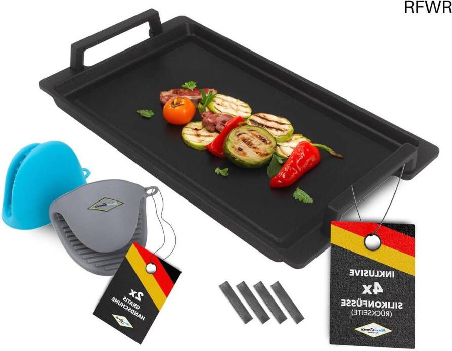 RFWR Gegoten aluminium Teppanyaki grillplaat voor inductie en kookplaten 41 x 24 cm anti-aanbaklaag antislip PFOA-vrij