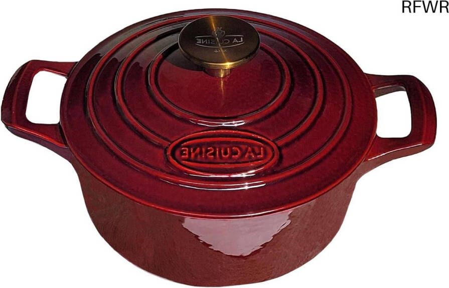 RFWR Gietijzeren braadpan met deksel 2L 20 cm matzwart en cranberry