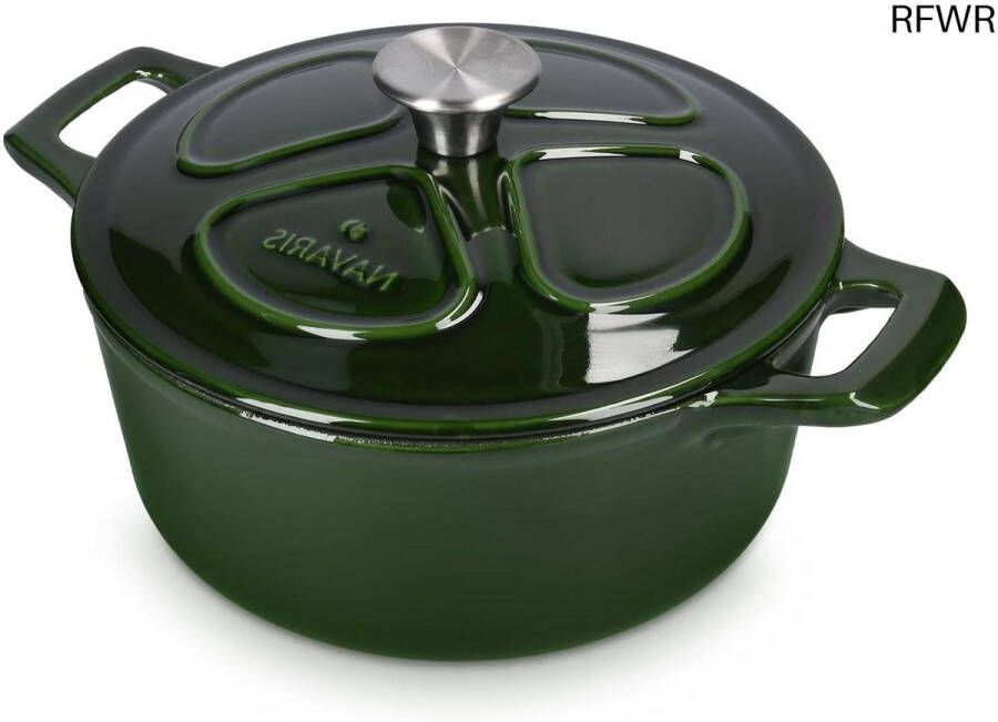 RFWR Gietijzeren braadpan met deksel Dutch oven Geëmailleerde pan voor inductie gas en keramisch koken Groen