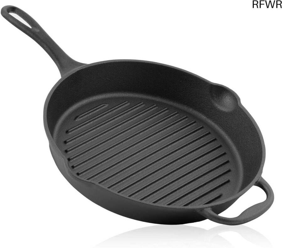 RFWR Gietijzeren Grillpan 29 cm Perfect voor BBQ Grillen en Stoven