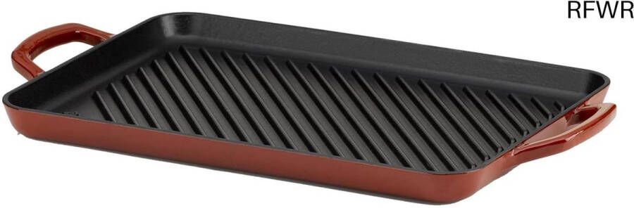 RFWR Gietijzeren Grillplaat 35 x 25 cm voor Inductie Hittebestendig tot 300 °C Rood