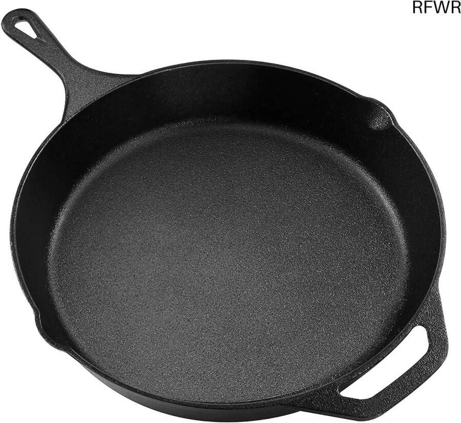 RFWR Gietijzeren Koekenpan 30 5 cm Voorgekruide Grillpan met Gelijkmatige Warmteverdeling Duurzaam Kookgerei
