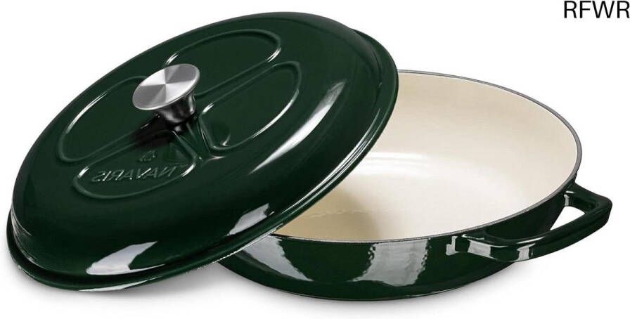 RFWR Gietijzeren stoofpan met deksel 3 5 liter Geschikt voor alle warmtebronnen Groen