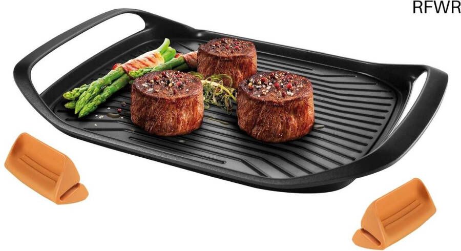 RFWR Grillpan 42 x 28 cm zwart met anti-aanbaklaag en inductiebodem