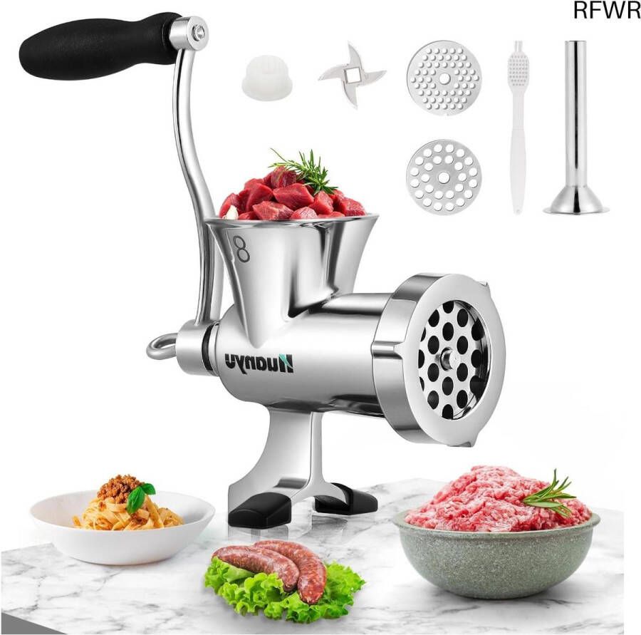 RFWR Handmatige RVS Vleesmolen en Worstmaker Vaatwasmachinebestendig en ideaal voor Groentesnijden
