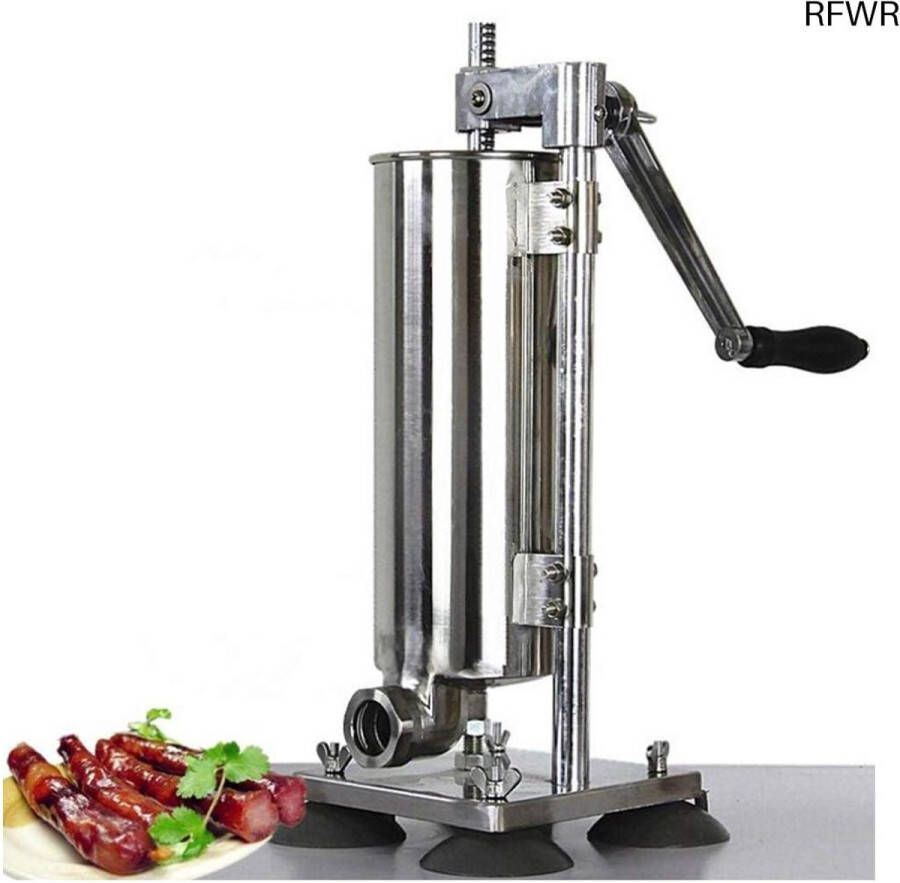 RFWR Handmatige verticale worstenmaker met 4 vulbuizen roestvrij staal ideaal voor thuis en commercieel gebruik