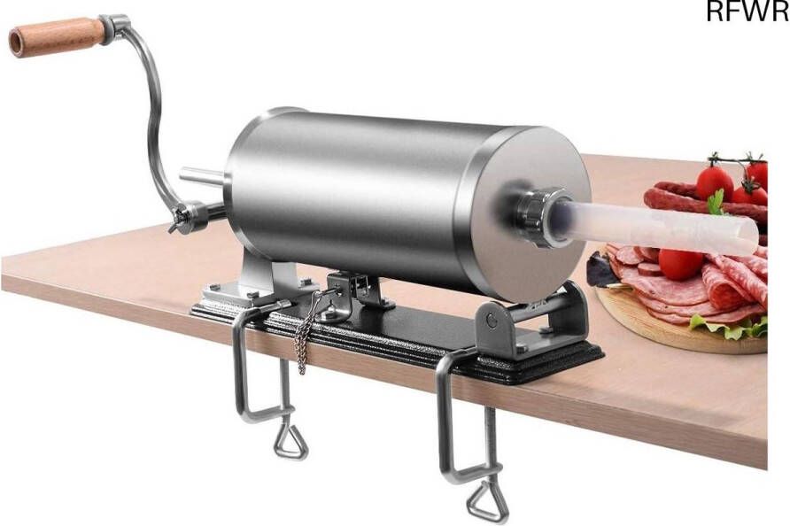 RFWR Handmatige Worstmachine 3 6 Liter Roestvrij Stalen Worstvuller met 4 Vulbuizen en Tafelklem