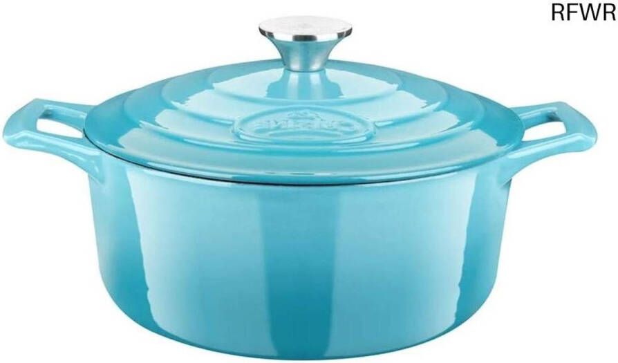 RFWR Hoogwaardige geëmailleerde gietijzeren braadpan 2L 20 cm Matzwart en Lichtblauw