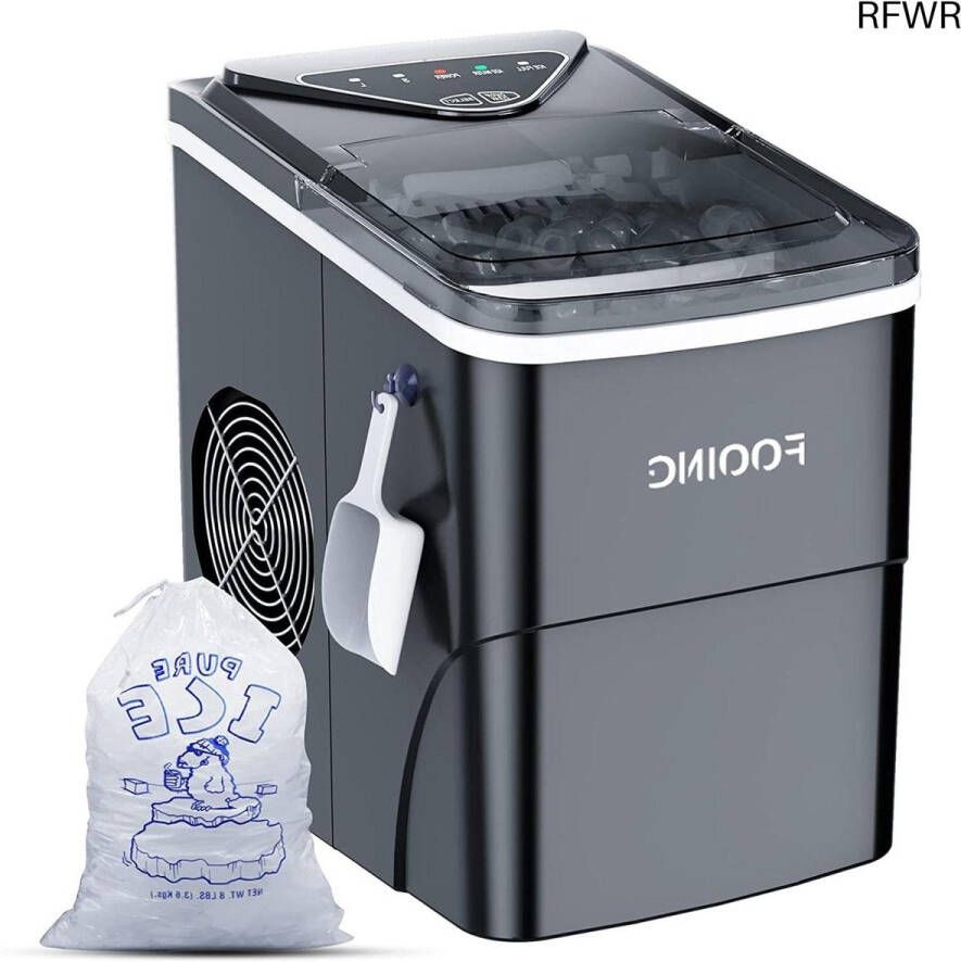 RFWR IJsblokjesmachine met Zelfreinigende Functie 15kg per Dag 9 IJsblokjes in 6 Minuten Stil en Compakt