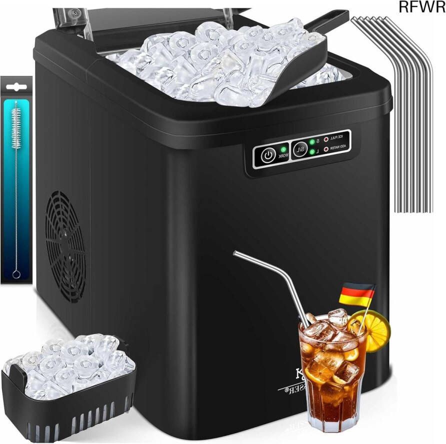 RFWR IJsblokjesmachine voor Thuis Snel IJsblokjes Maken 12 kg per Dag 2 IJsblokje Groottes Energiebesparend