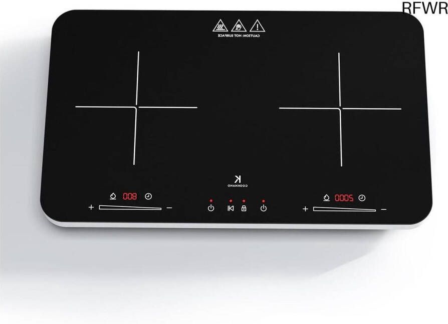 RFWR Inductiekookplaat 2 Platen Dubbele Inductiekookplaat met Onafhankelijke Bediening en 3600 W Vermogen
