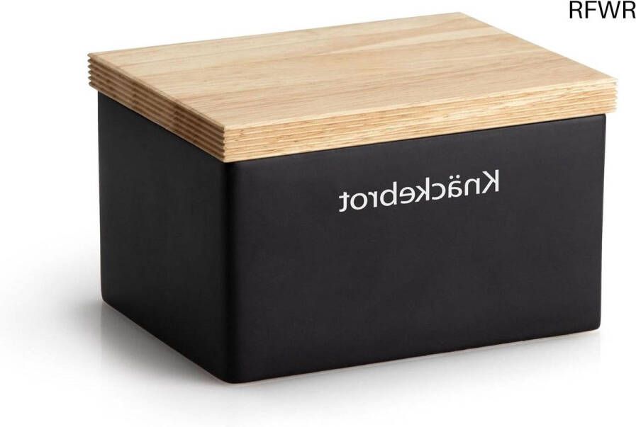 RFWR Keramische Knäckebrödtrommel met Houten Deksel Voorraaddoos voor Knäckebrood