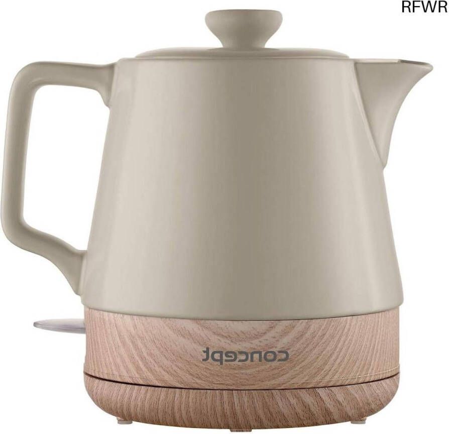 RFWR Keramische Waterkoker 1 Liter Origineel Design Koffiebruin
