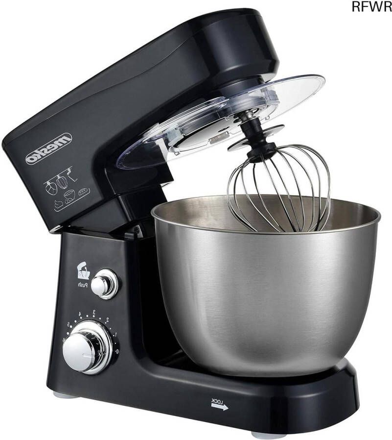 RFWR Keukenmachine 1200W Multifunctionele Keukenrobot met Anti-Spatdeksel en Accessoires Zwart