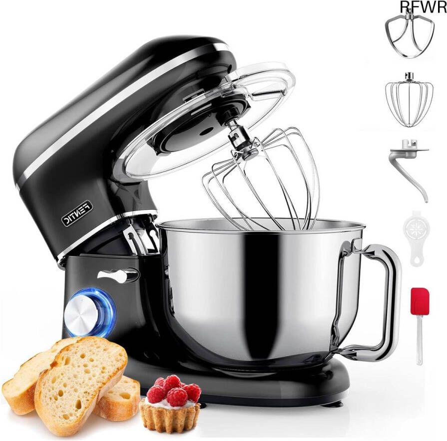 RFWR Keukenmachine 2000W met RVS Mengkom 6 2L 6 Snelheden en Pulsefunctie Mixer met Garde Deeghaak en Menghaak