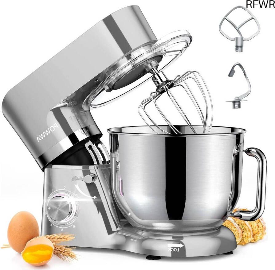 RFWR Keukenmachine 6 2 L Mengmachine met 6 + 1 Snelheden en 1500 W Kracht voor Bakken en Kneedwerk