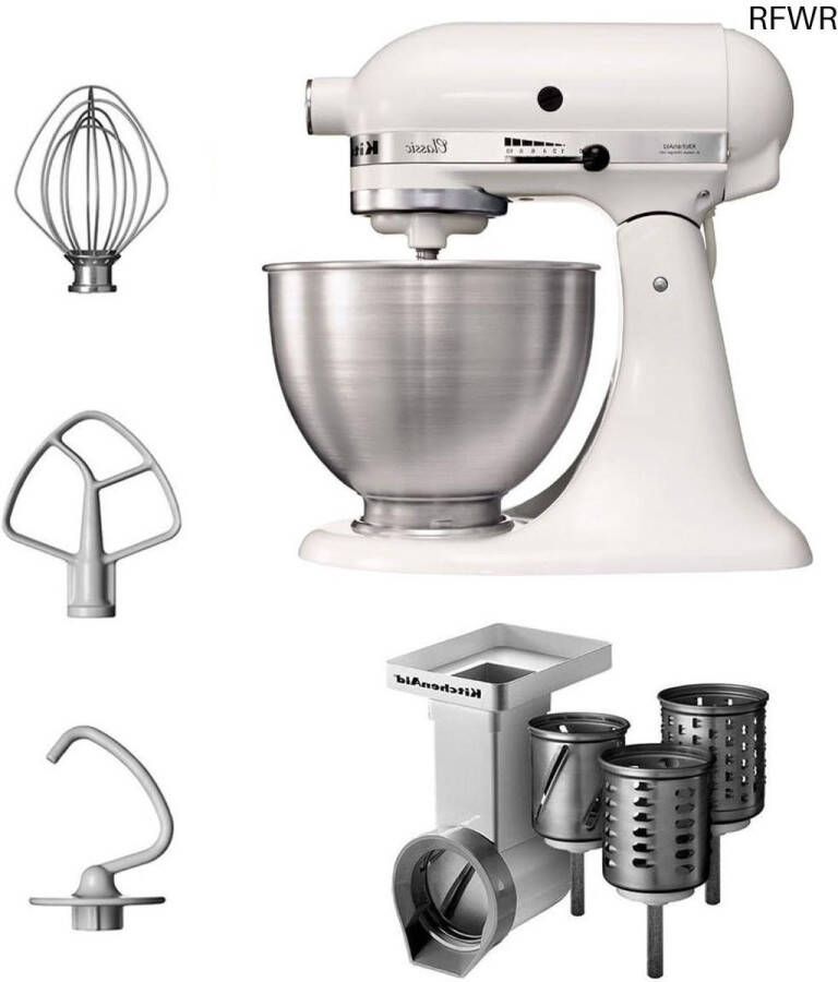 RFWR Keukenmachine met Groentesnijder en Standaard Accessoires Klassiek Wit