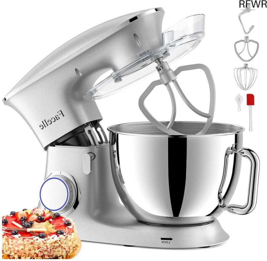 RFWR Krachtige 8 5 L Deegmachine met 6+1 Snelheden en Multifunctionele Accessoires