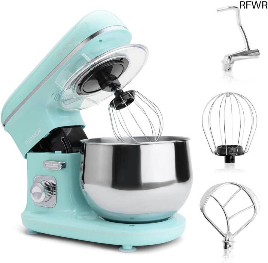 RFWR Krachtige keukenmachine 1100W met 5L roestvrijstalen kom en traploze snelheidsregeling
