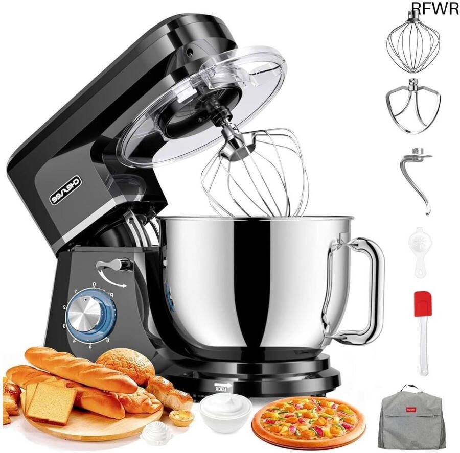 RFWR Krachtige Keukenmachine 1800W met 7 2L RVS Kom en 6 Snelheden