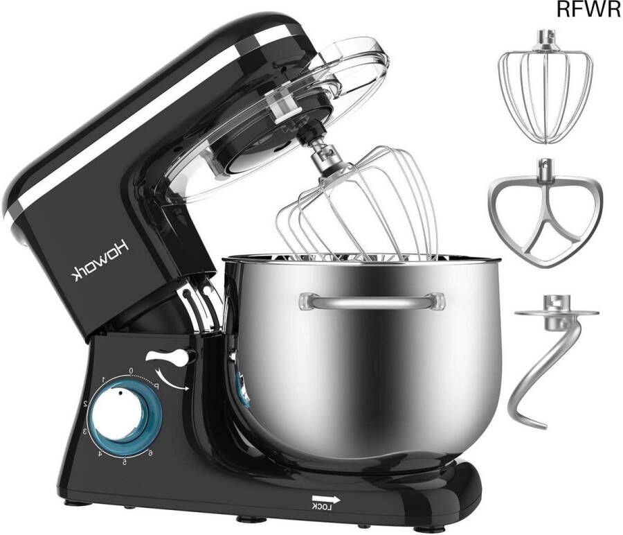 RFWR Krachtige keukenprocessor 1500 W met 8L kom en 6 versnellingsstanden voor deeg