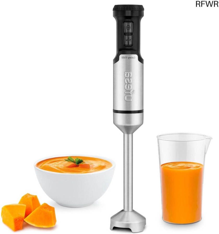 RFWR Krachtige staafmixer met variabele snelheidsregeling en turbo 1500 W roestvrijstalen messen ergonomisch design en maatbeker