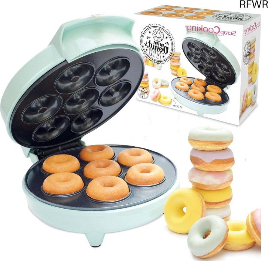 RFWR Mini Donut Maker Maak 7 Heerlijke Mini Donuts in 3 Minuten Antiaanbakplaat en Recept Inclusief Perfect voor Gluten Vrijen Kinderen en Volwassenen Compacte en Veilig te Gebruiken