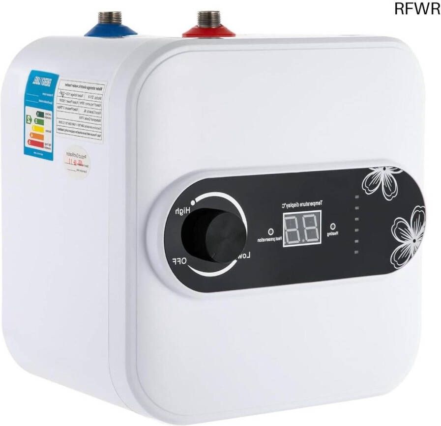 RFWR Mini warmwaterboiler met digitaal display 8 liter 1500W voor keuken en badkamer