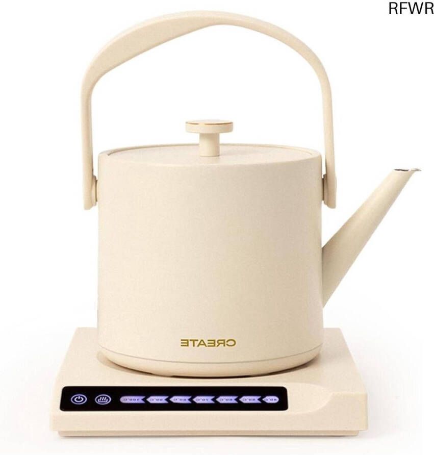 RFWR Mini Waterkoker 500 ml met Digitale Temperatuurweergave Wit