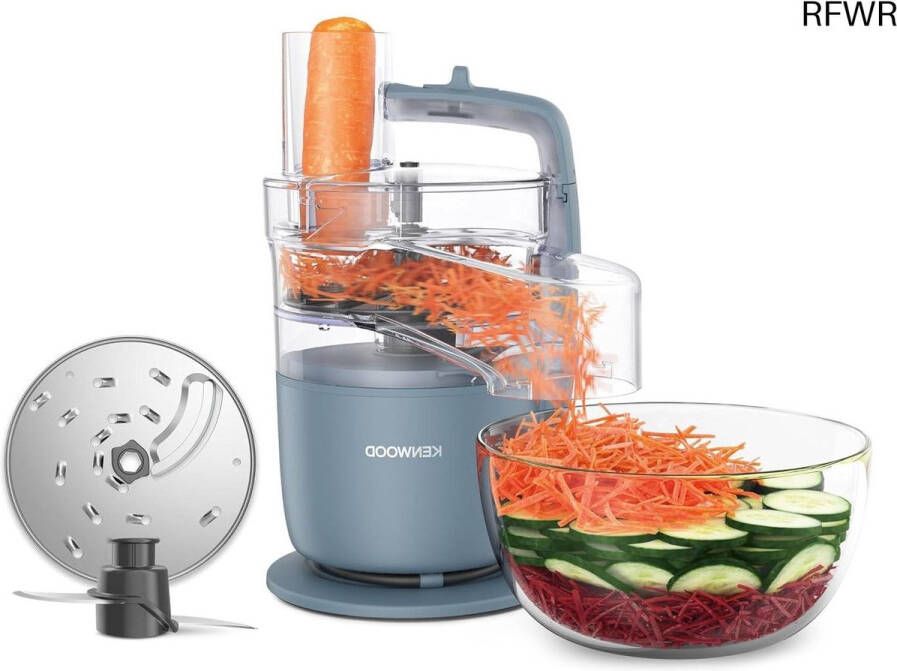RFWR Multi-functionele Foodprocessor voor Hakken Snijden Pureren en Kneden met Express Serve Accessoire 1 3 L Mengkom 650W Zilver