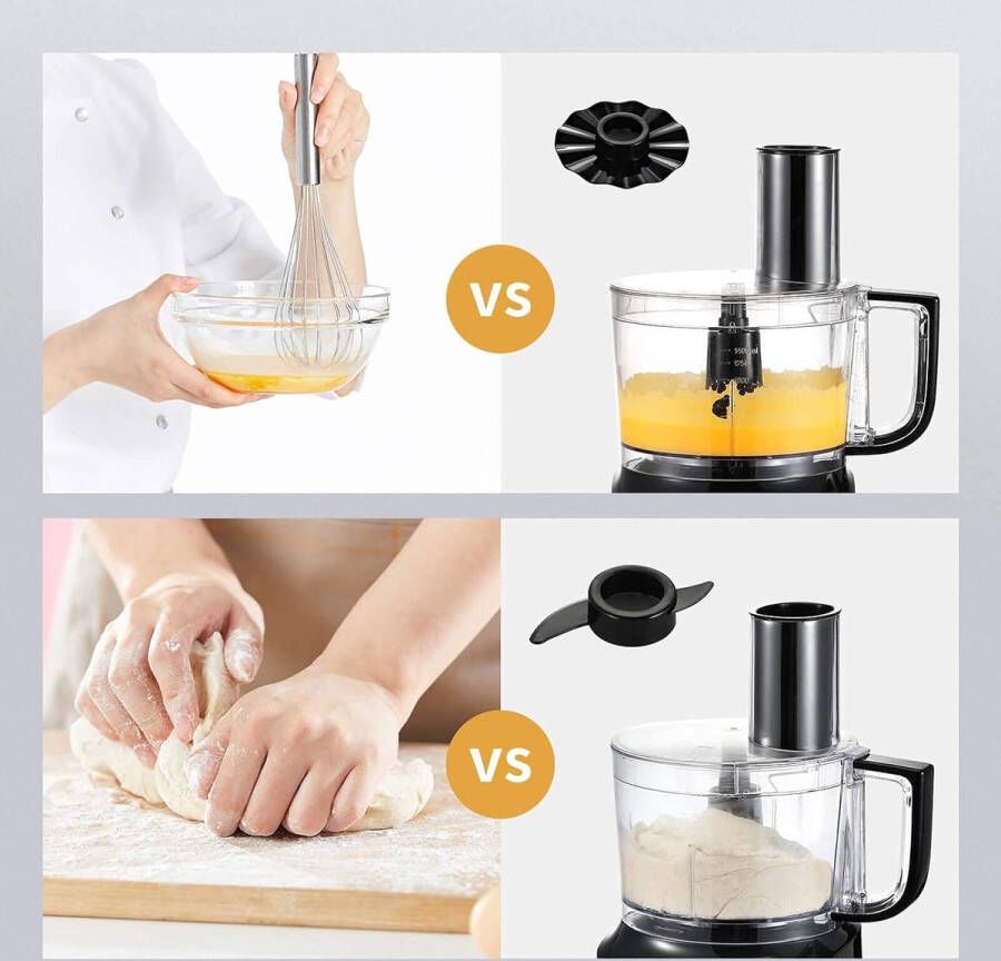 RFWR Multifunctionele 6-in-1 Keukenmachine met 800W Vermogen en 2L Kom