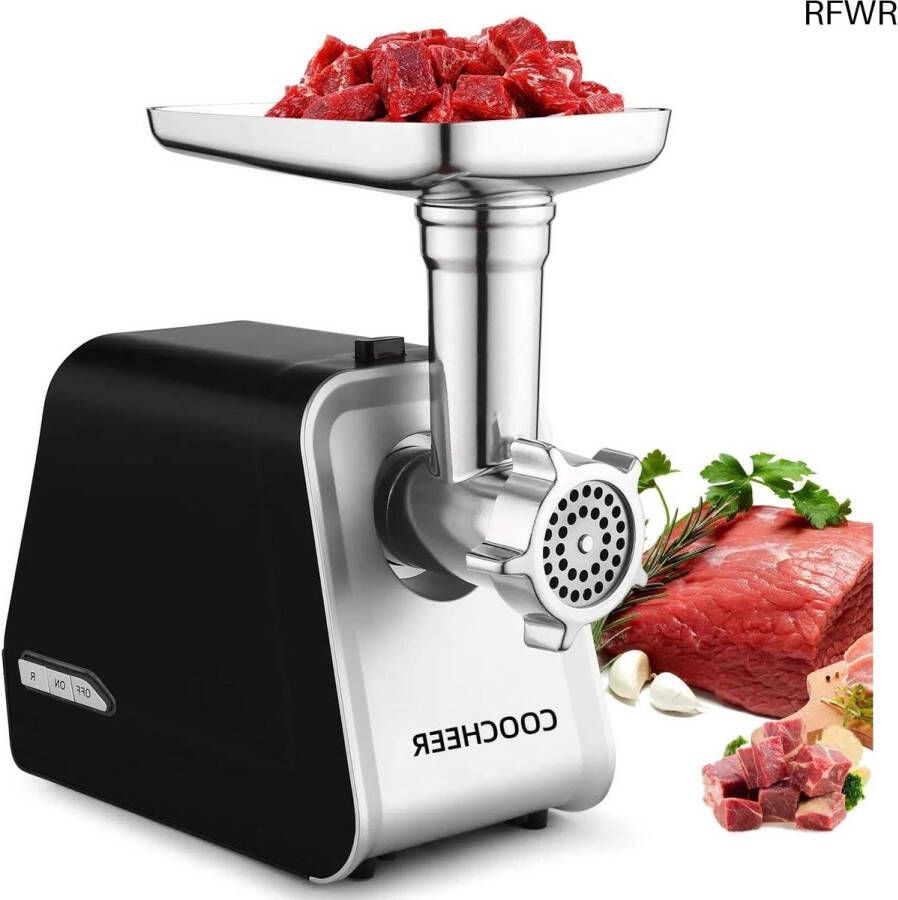 RFWR Multifunctionele Elektrische Vleesmolen met 3 Maalschijven en Worstopzetstuk 2000 W