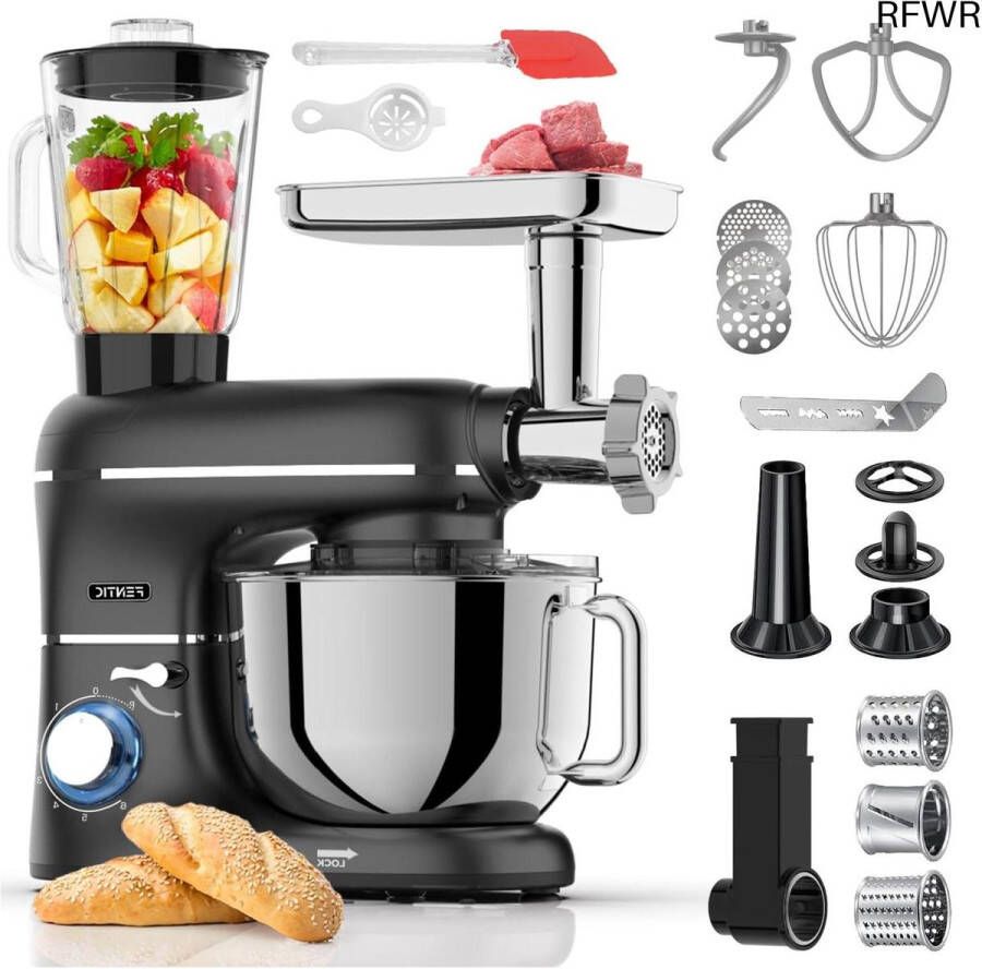 RFWR Multifunctionele Keukenmachine 2000W 6 2L Mengkom met Blender Vleesmolen en Accessoires