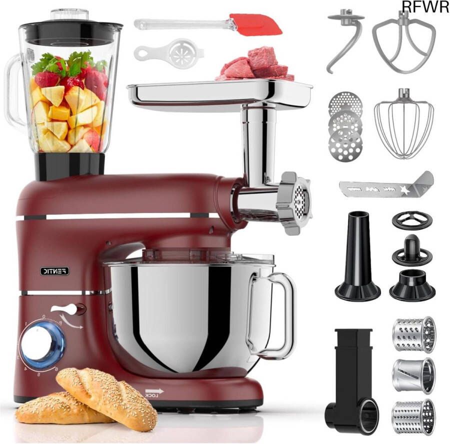 RFWR Multifunctionele Keukenmachine 2000W 6 2L Mengkom met Blender Vleesmolen en Accessoires