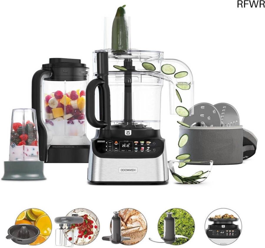 RFWR Multifunctionele Keukenmachine met Geïntegreerde Weegschaal en 13 Accessoires