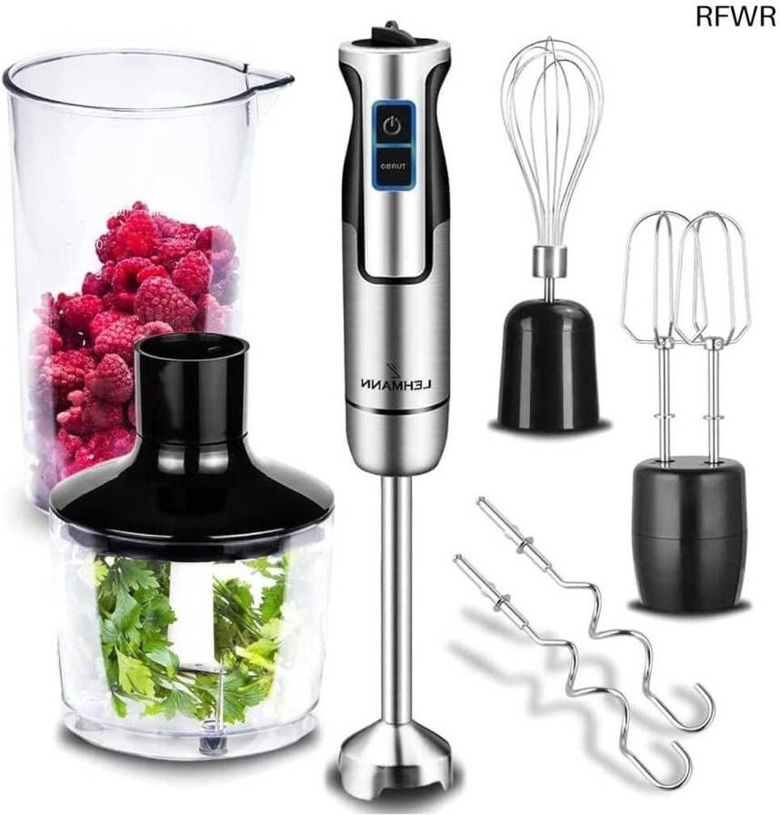 RFWR Multifunctionele Staafmixer Set 1200 W Turbo Functie en Snelheidsregeling Elektrische Handblender met Accessoireset