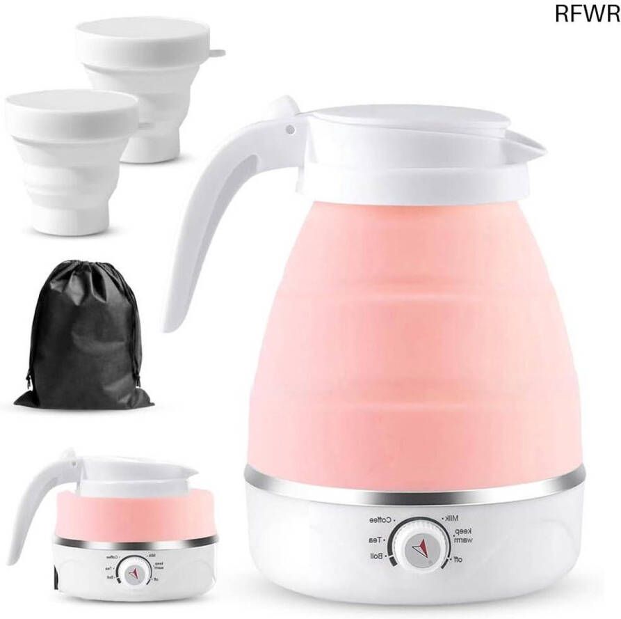RFWR Opvouwbare Mini Waterkoker met Temperatuurinstelling 600 ml Siliconen Campingwaterkoker