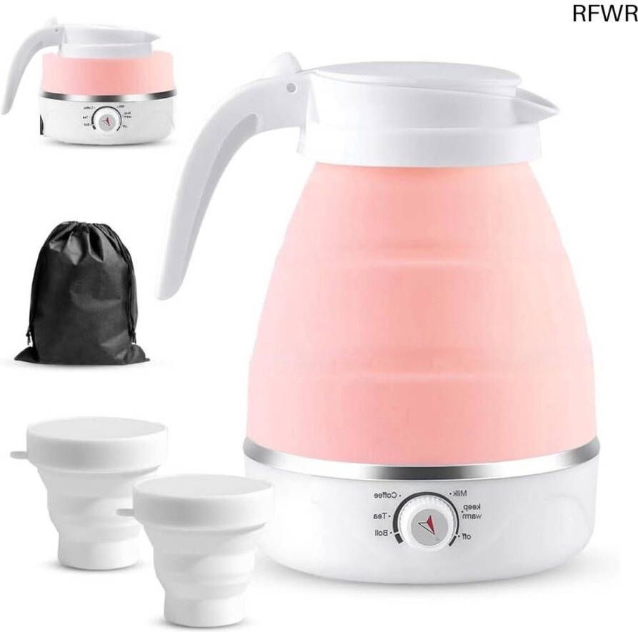 RFWR Opvouwbare waterkoker 600 ml met 2 bekers Draagbaar en multifunctioneel voor reizen en kamperen
