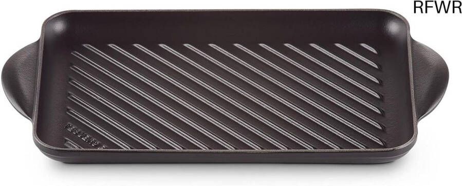 RFWR Rechthoekige geëmailleerde gietijzeren grillplaat voor vetarm koken 32 5 cm satijnzwart