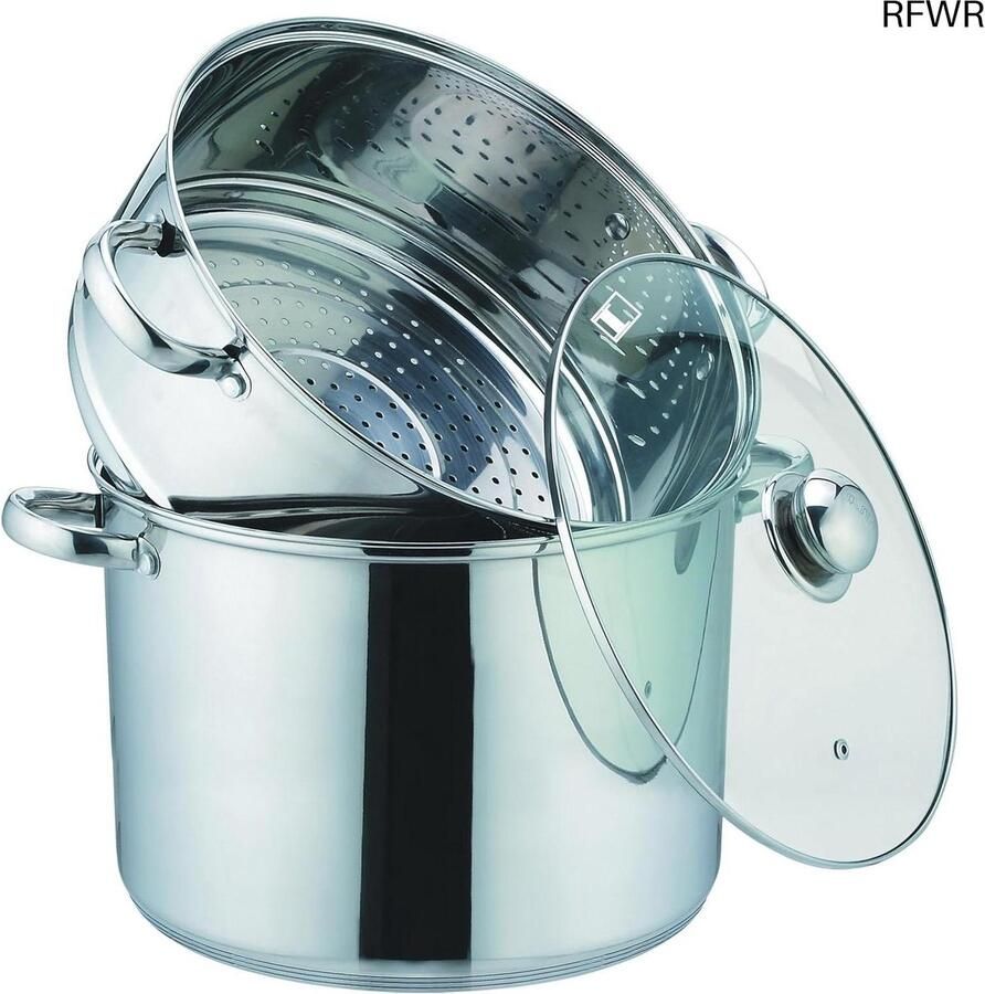 RFWR 3-in-1 Couscouspan en Stoompan Hoogwaardig Roestvrij Staal 24 Cm 8 Liter Geschikt voor Alle Warmtebronnen