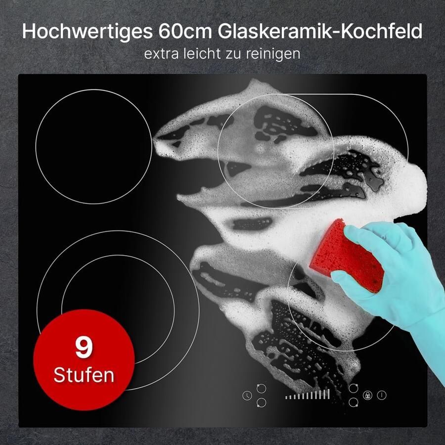 RFWR 4-pits keramische kookplaat met dubbele inbouwzone 60 cm