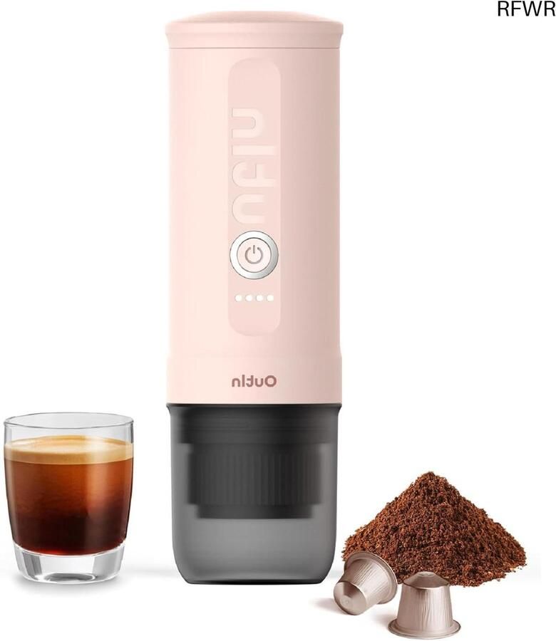 RFWR Draagbare elektrische espressomachine voor camping zelfverwarmend met USB-C compatibel met gemalen koffie en capsules