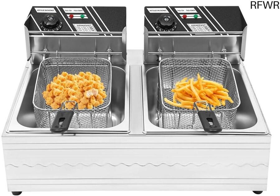 RFWR Dubbele elektrische frituurmachine met instelbare temperatuur en grote capaciteit