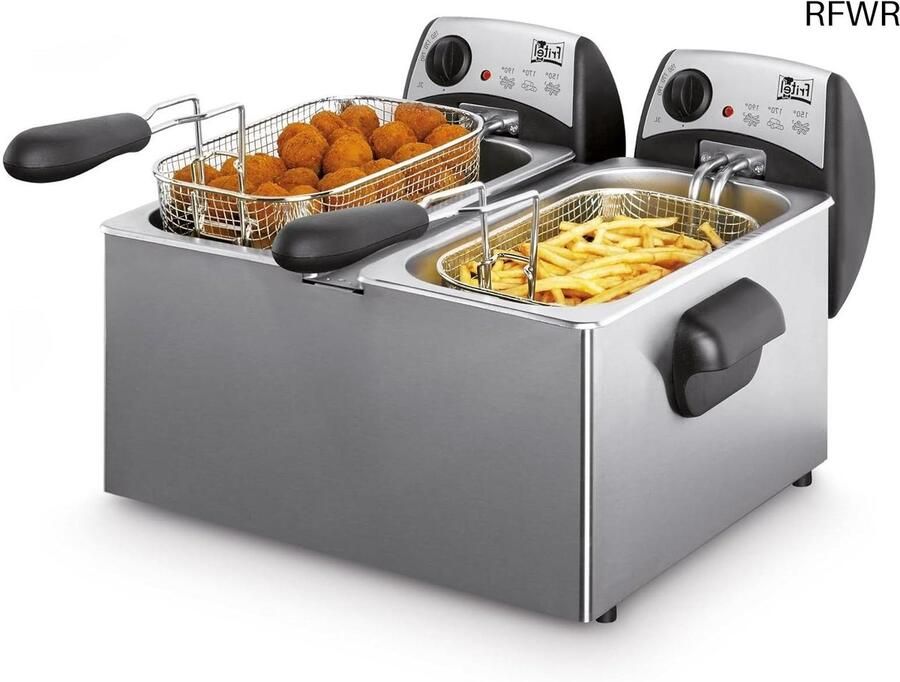 RFWR Dubbele Friteuse met Koude Zone 2x 3 Liter 2x 2000W