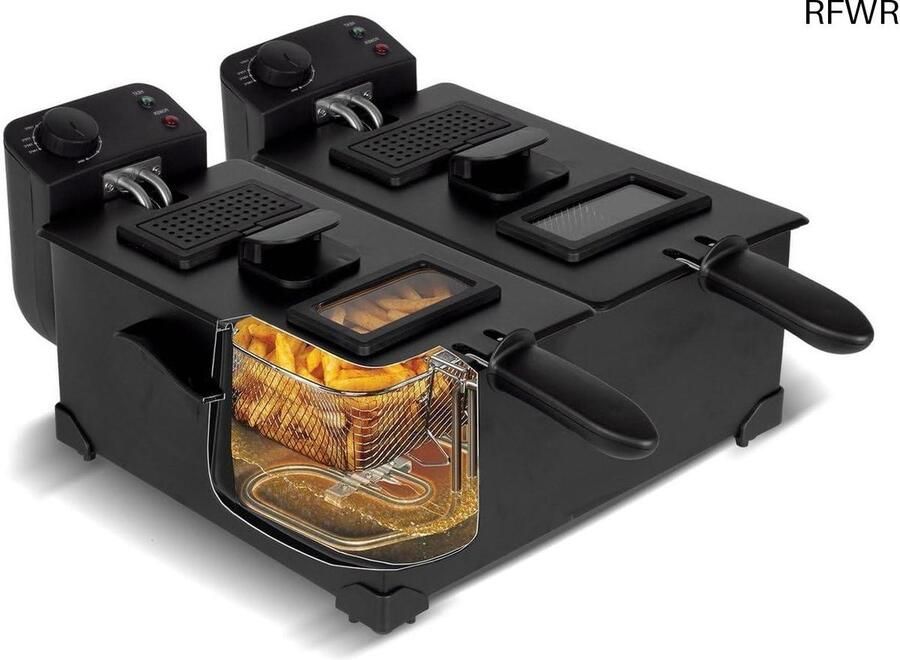 RFWR Dubbele Frituurpan met Koude Zone 2x 3 Liter XXL Capaciteit 3600 Watt